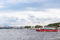 excursion boat in Golden Horn bay in spring