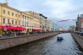 Excursion boat on Griboedov Canal, St. Petersburg, Russia Royalty Free Stock Photo