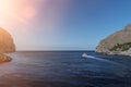 Excursion boat on mediterranean sea off the coast of Majorca Royalty Free Stock Photo