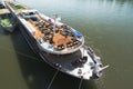 Excursion boat moored on the Danube River in Bratislava, Slovakia