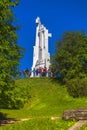 Excursion at the monument Three crosses Royalty Free Stock Photo