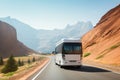 Excursion in the mountains a white city bus provides air conditioned comfort