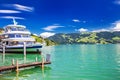 Excursion ship at famous Lake Zug on a sunny day, Switzerland