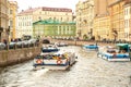 Excursions along the canals and rivers of St. Petersburg on the Royalty Free Stock Photo