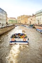 Excursions along the canals and rivers of St. Petersburg on the Royalty Free Stock Photo