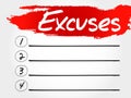 Excuses blank list