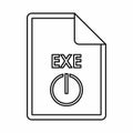EXE extension text file icon, outline style