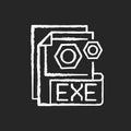 EXE file chalk white icon on black background