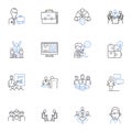 Exec and work line icons collection. Leadership, Management, Productivity, Efficiency, Motivation, Delegation