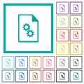 Executable file flat color icons with quadrant frames Royalty Free Stock Photo