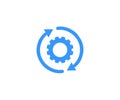Execute icon, implement integration process rotation, customization cycle gear wheel pictogram logo design.