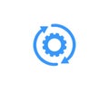 Execute icon, implement integration process rotation, customization cycle gear wheel pictogram logo design.
