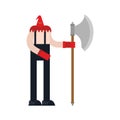 Executioner with ax isolated. butcher and axe. vector illustration