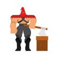 Executioner with ax isolated. butcher and axe. vector illustration