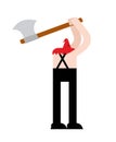 Executioner with ax isolated. butcher and axe. vector illustration