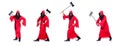 The executioner in red costume with axe on white Royalty Free Stock Photo