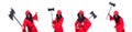 The executioner in red costume with axe on white Royalty Free Stock Photo