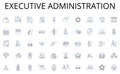 Executive administration line icons collection. Conclave, Boardroom, Summit, Symposium, Conference, Retreat, Council