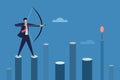 Businessman aiming target with bow and arrow Royalty Free Stock Photo