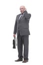 Executive business man with a leather briefcase. Royalty Free Stock Photo