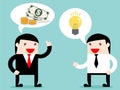 Executive and businessman exchange idea to make money