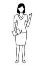 Executive businesswoman greeting and holding document in black and white