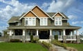 Executive Country Mansion House Home Dwelling Residence Front Porch Cedar Roof Exterior Royalty Free Stock Photo