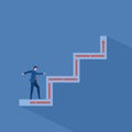 Business man climbing up the steps of upward growth