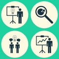 Executive Icons Set. Collection Of Project Analysis, Co-Working, Solution Demonstration And Other Elements. Also