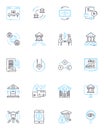 Executive income linear icons set. Wealth, Success, Fortune, Opportunity, Career, Achievement, Prosperity line vector