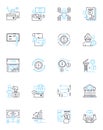 Executive investment linear icons set. Capital, Strategy, Portfolio, Returns, Funding, Risk, Growth line vector and