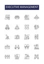 Executive management line vector icons and signs. executive, business, manager, office, success, laptop, modern