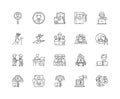 Executive recruiter line icons, signs, vector set, outline illustration concept