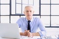 Executive senior businessman working on his laptop while sitting at desk at the office Royalty Free Stock Photo