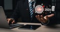 Strategic business planning for the year 2026 with financial goals and innovative technology displayed digitally Royalty Free Stock Photo