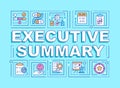 Executive summary word concepts blue banner