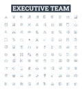 Executive team vector line icons set. Executive, Team, Leaders, Executives, Managers, Group, Board illustration outline Royalty Free Stock Photo