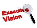 Executive vision with magnifying glass on white