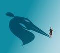 Executive woman with superhero shadow. Strong businesswoman and business victory vector concept Royalty Free Stock Photo