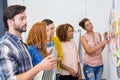 Executives discussing over sticky notes during meeting Royalty Free Stock Photo