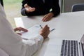 Executives are interviewing job applicants and preliminary background checks, candidates are talking about their past work experie Royalty Free Stock Photo