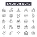 Executors line icons, signs, vector set, outline illustration concept