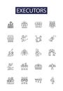 Executors line vector icons and signs. Facilitators, Stewards, Agents, Administrators, Custodians, Supervisors, Managers Royalty Free Stock Photo