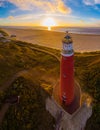 exel lighthouse during sunset Netherlands Dutch Island Texel Royalty Free Stock Photo