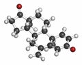 Exemestane breast cancer drug molecule (aromatase inhibitor). Atoms are represented as spheres with conventional color coding: