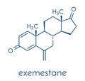 Exemestane breast cancer drug molecule aromatase inhibitor. Skeletal formula.