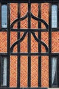 Exemplar of well preserved black timber framed Tudor brickwork. Royalty Free Stock Photo