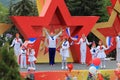 Exemplary choreographic ensemble Edelweiss in Pyatigorsk, Russia. Victory Day Parade