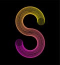 Vector shaped letter S constructed with circles and yellow and pink gradient