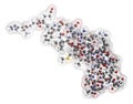 Exenatide diabetes drug molecule. 3D rendering. Atoms are represented as spheres with conventional color coding: hydrogen (white